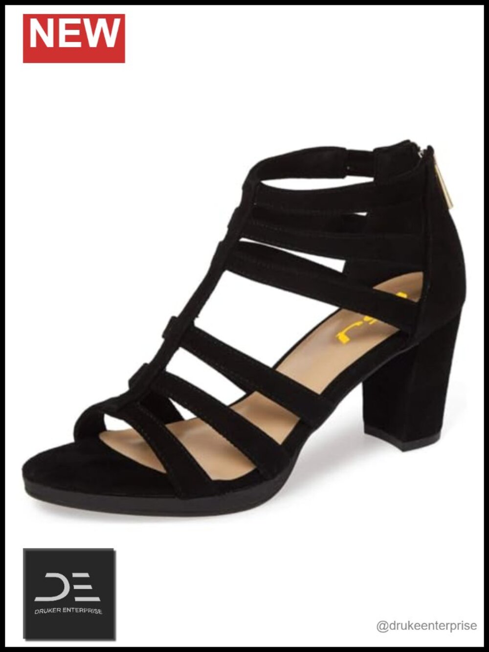 Chunky Mid High Heel Sandals Open Toe T-Strap Pumps Cutout Strappy Dress Shoes
